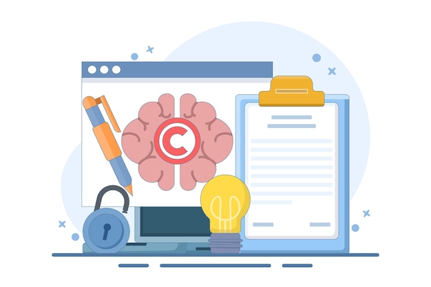 intellectual property concept or copyright protects legal information ideas with trademarks