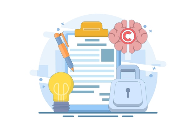 intellectual property concept or copyright protects legal information ideas with trademarks