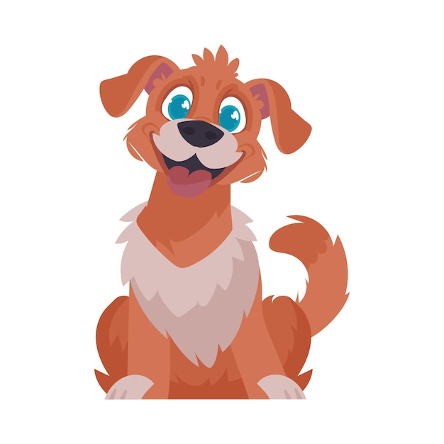 Intelligentbeat blushing canine canine grinning cartoon style vector illustration