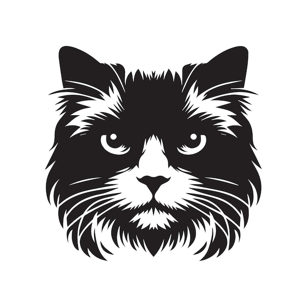 Intense Ragdoll cat face vector illustration