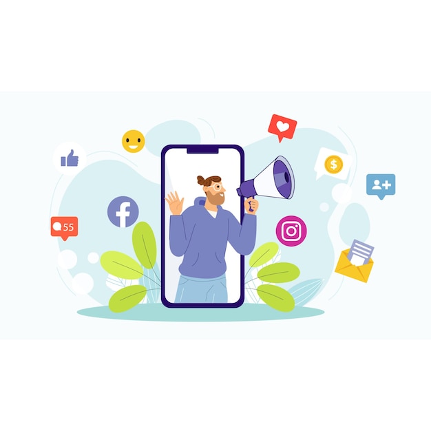 Иллюстрация интерактивных маркетинговых стратегий Instagram для взаимодействия в социальных сетях