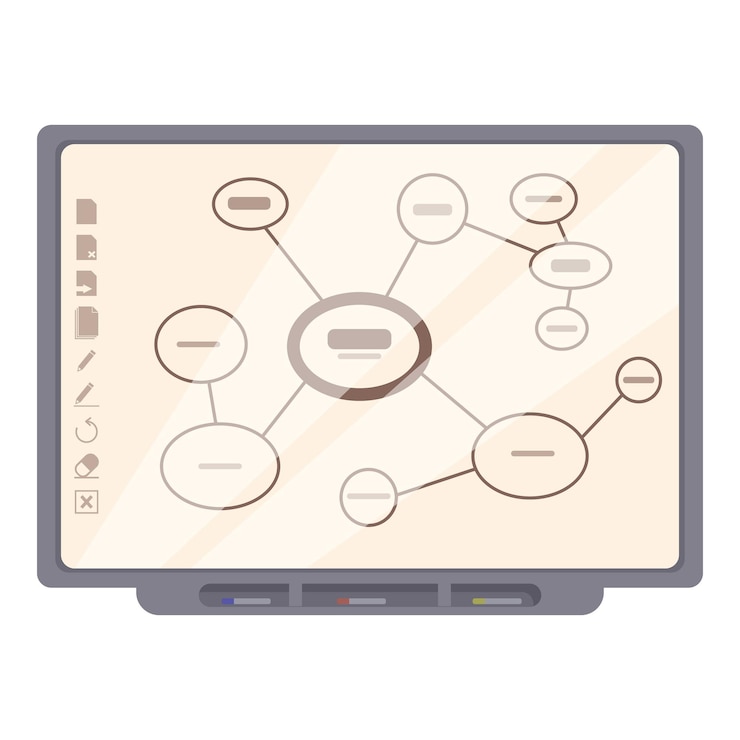 Vector interactive scheme board icon cartoon vector smart digital