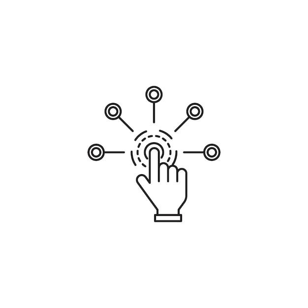 Interactivity icon set Digital choice button vector logo symbol in black filled and outlined style click and choose variety icon