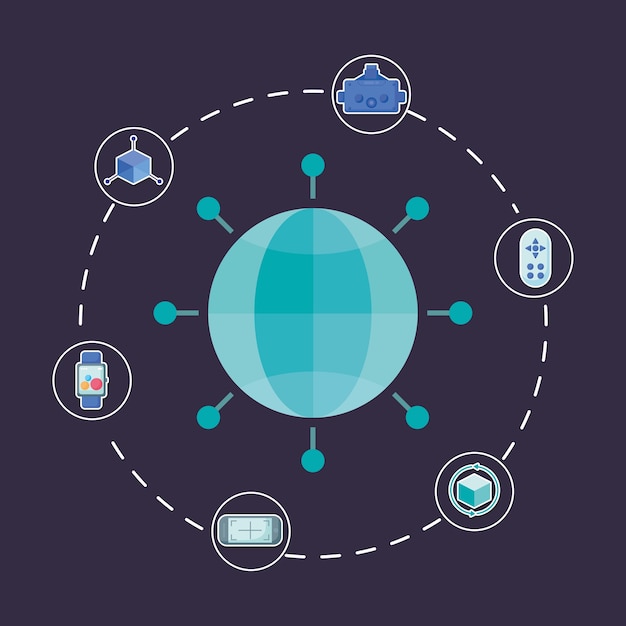 символ интерактивности и значки, связанные с виртуальной реальностью