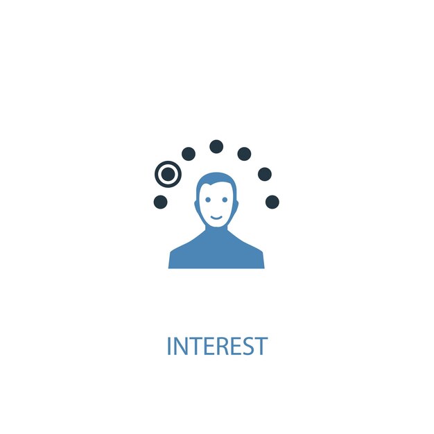 Interesse concetto 2 icona colorata. illustrazione semplice dell'elemento blu. disegno di simbolo del concetto di interesse. può essere utilizzato per ui/ux mobile e web