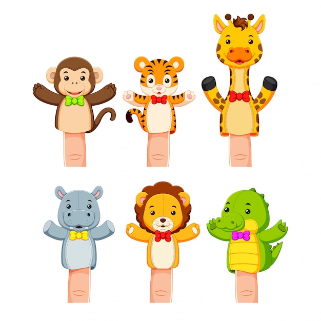 Interesting collection of wild animal hand puppets