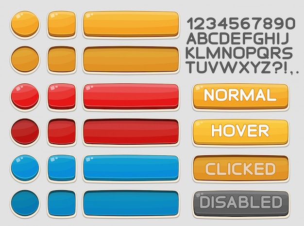 Vector interface buttons set for games or apps