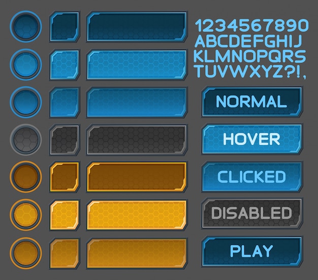 Vector interface buttons set for space games or apps