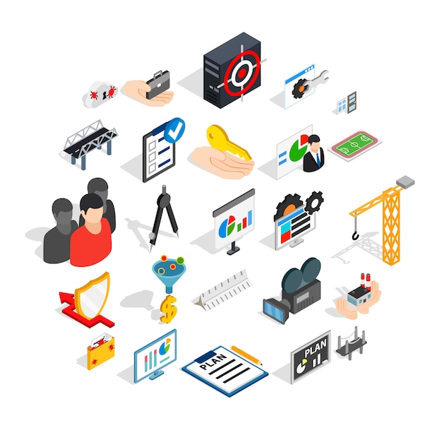 Vector interface icons set, isometric style