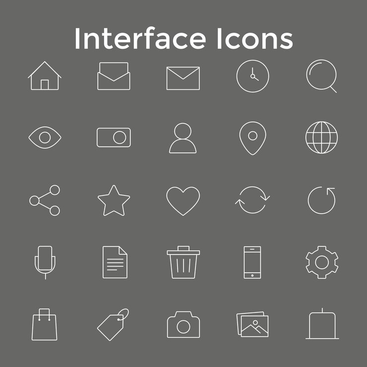Vector interface icons ui ux buttons navigation and controls vector art collection