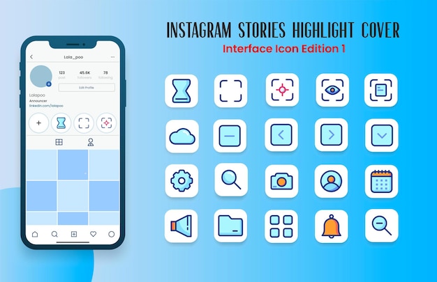 Interface instagram stories hoogtepunt covers ontwerp