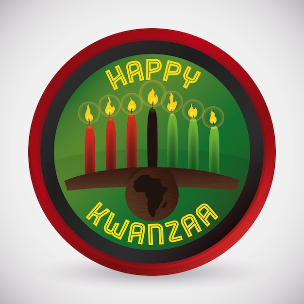 Interface knop met traditionele kinara en aangestoken kaarsen voor Kwanzaa