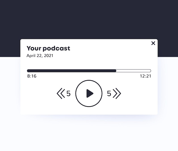 Interface-ontwerp voor podcast-spelers in minimalistische stijl