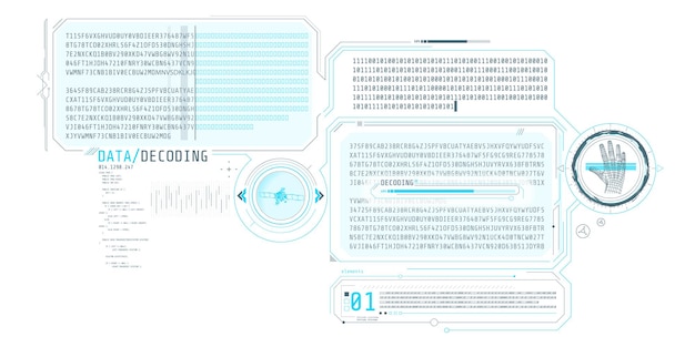 Interface of the program for processing and decoding satellite data Vector illustration