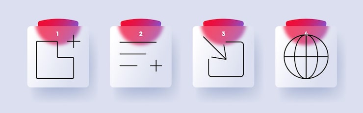 Vector 인터페이스 설정 아이콘: 모양, 텍스트 추가, 화살표 입, 글로브, ui 디자인, 디지털 도구, 사용자 상호 작용, 온라인 콘텐츠, 웹 인터페이스