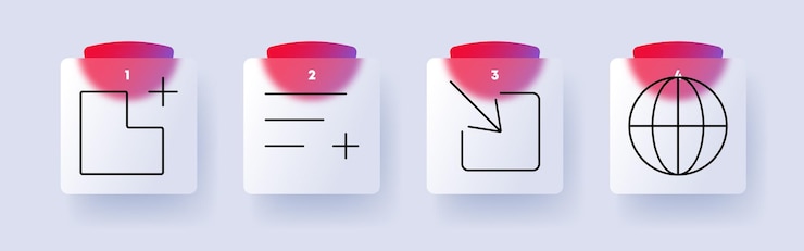 Vector interface set icon add shape text addition insert arrow globe ui design digital tools user interaction online content web interface