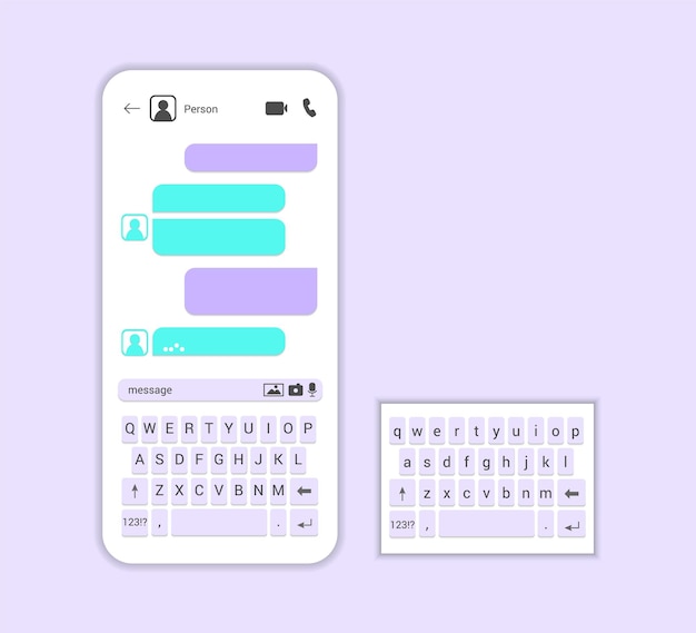 Illustrazione del modello vettoriale della chat dello smartphone dell'interfaccia finestra di messenger