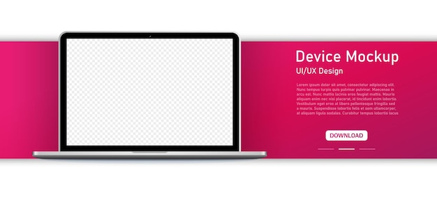Interface UI and UX design .Realistic gray laptop isolated on white background. blank screen layout.