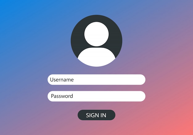 Vettore interfaccia. nome utente e password per accedere. dati per l'autorizzazione. accedi al mio account personale.