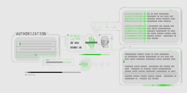 Vector interface van het programma voor het decoderen van gegevens met autorisatievenster