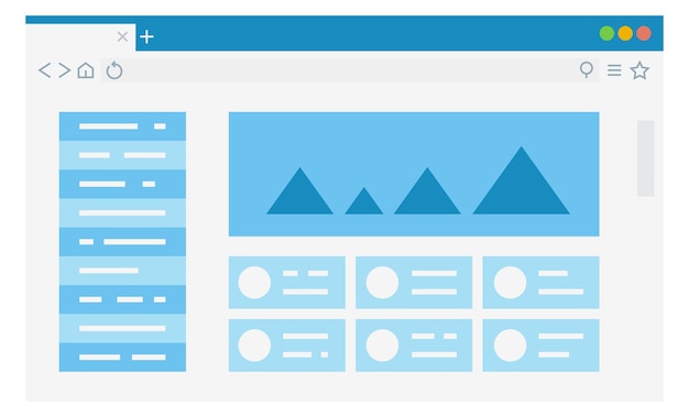 Vettore wireframe dell'interfaccia sito web nel browser frame della pagina web