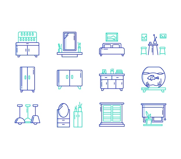 Interieur en Home decor icon set