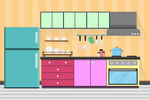 interieur keuken kamer ontwerp met keukengerei