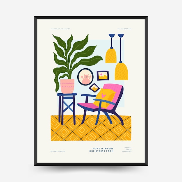 Vector interieur posters sjabloon moderne trendy minimalistische stijl