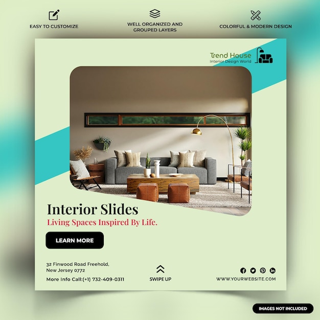 Interieur Social Media Instagram Post sjabloon