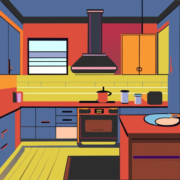 interieur van een keuken met carnet en oven vector illustratie