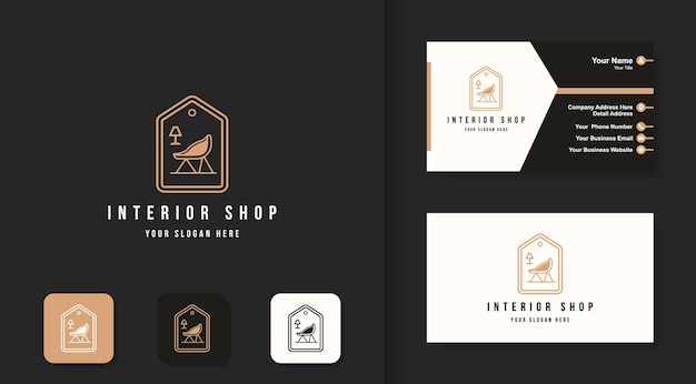 Interieur winkel logo meubels en visitekaartje