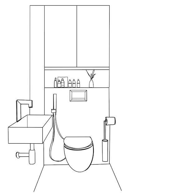 Interieurelementen van de badkamer Spiegel en wasbak