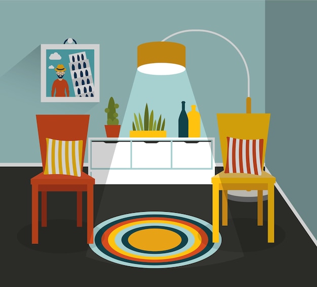 Interieurontwerp Platte ontwerp vectorillustratie