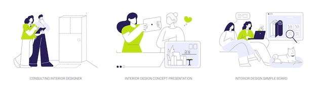 Interieurontwerpdiensten abstract concept vectorillustraties