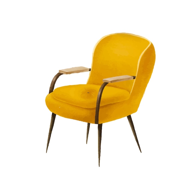 interior arm chair sofa and furniture hand painted vector chair illustration