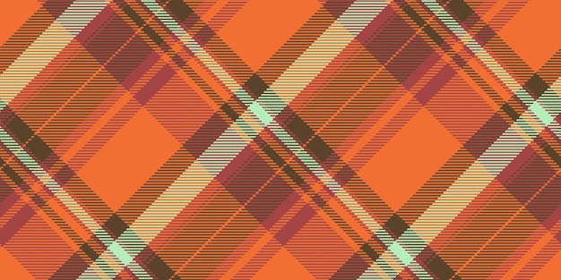 Vector interior background plaid vector twill tartan texture pattern festive check seamless textile fabric in orange and red colors