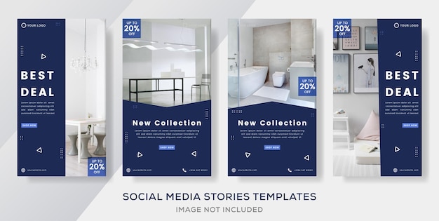 Interior banner template for social media stories post premium vector