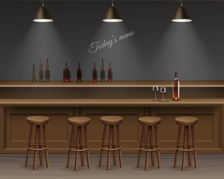Vector interior of bar, counter desk.