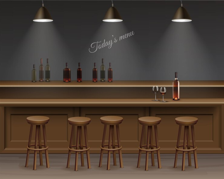 Vector interior of bar, counter desk.