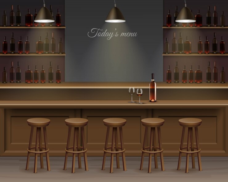 Vector interior of bar, counter desk.