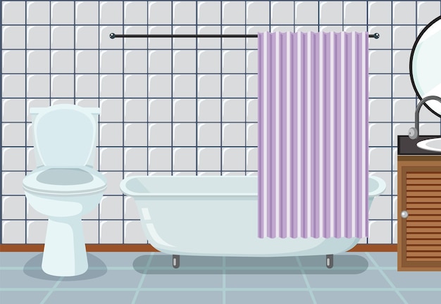 Vector interior bathroom with furnitures