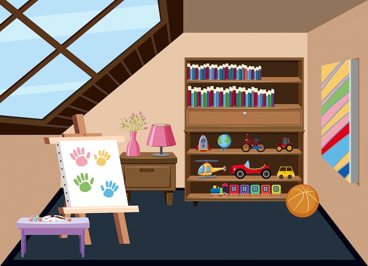Vector interior of a childrens playroom