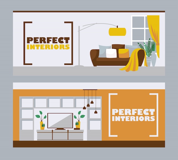 Vector interior design banners