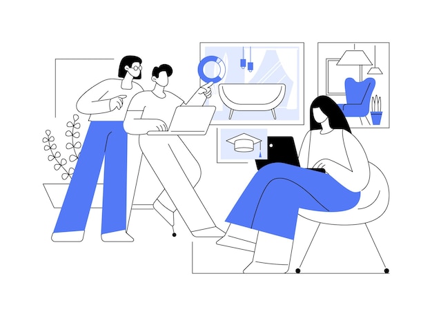 Дизайн интерьера изолированные мультфильмы векторные иллюстрации