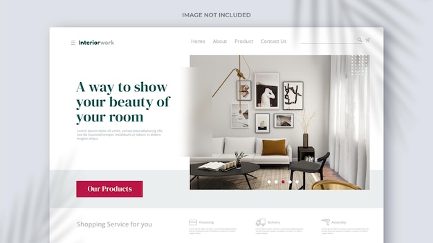 Vector interior design landing page template premium