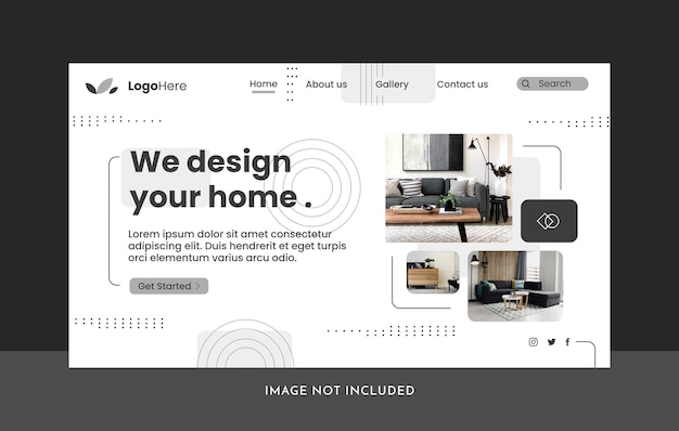 Modello di pagina di destinazione di interior design per il web