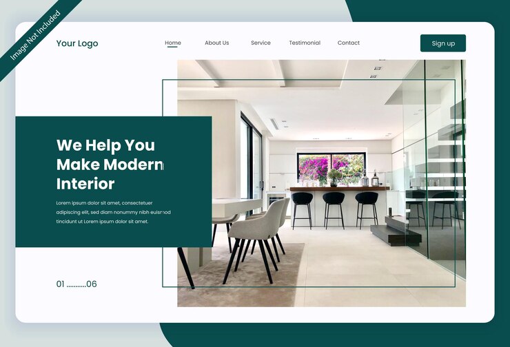 Vector 인테리어 디자인 방문 페이지 ui 템플릿