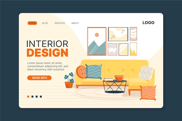 Vector interior design landing page