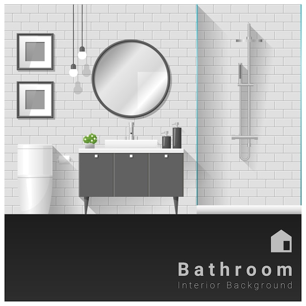 Вектор Дизайн интерьера современный фон ванной комнаты