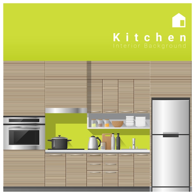 Vector interior design modern kitchen background